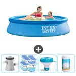 Intex Pyöreä puhallettava Easy Set uima-allas - 244 x 61 cm - Sininen - Sisältää pumpun Suodattimet - Kloori kellua - Kloori Tarvikkeet Mukaan Lukien