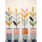 Plant Pots Simple Pastel Colour Oil Painting Bright Pink Green Blue Boho Artwork Unframed Wall Art Print Poster Home Decor Premium