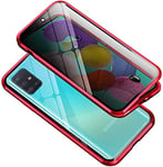 para sakura anti peeping privacy magnetic phone case Xiaomi Redmi Note 10/Note 10 Pro,Phone Case with Double Side Tempered Glass Metal Frame dsorption Metal Bumpe Shock-Absorption,Anti-spy(red)