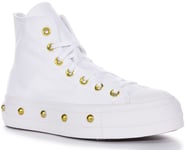 Converse A06787C All Star Platform Gold Studs In White Gold Size UK 3 - 8