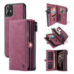 CaseMe 2-i-1 iPhone 11 fodral med plånbok - Röd