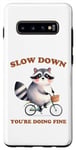 Coque pour Galaxy S10+ Raccoon Slow Down Relax Breathe Self Care You're Ok Vélo