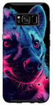Coque pour Galaxy S8 Féroce bleu violet tête de hyène safari animal gardien de zoo art