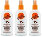 Malibu Lotion Spray SPF15 200ml l Sunscreen l Suncream X 3