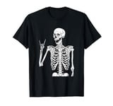 Rock n Roll Skeleton Hand Sign of The Horns Halloween T-Shirt