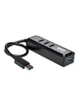Tripp Lite Portable 4-Port USB 3.0 SuperSpeed Mini Hub with Built In Cable - hub - 4 ports USB hub - 4 ports - Sort