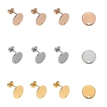 UNICRAFTALE 3 Colors 0.8mm Pin Stud Earring Findings with Ear Nuts 42pcs(21pairs) Flat Round Stainless Steel Earrings with Loop Stud Earring With Flat Plate for Earring Jewelry Making
