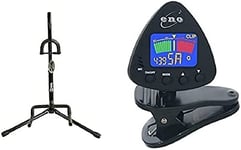 RockJam RJGS01 Universal vertical Guitar Stand for all Guitars Classic Guitar Stand Acoustic Guitar Stand Electric Guitar Stand and Bass Guitar Stand + Guitar Tuner Clip