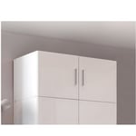 Sur meuble armoire penderie 2 portes MALTA laquées blanc cassé L : 80 cm