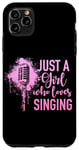 Coque pour iPhone 11 Pro Max Singer Microphone vintage Motif fleurs chantantes Opéra