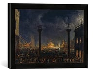 'Encadré Image de AKG Anonymous "nächtliches Lave-vaisselle Hommage à Kaiser Franz' Ier sur de la Piazzetta à Venise Impression d'art dans le cadre de haute qualité Photos fait main, 40 x 30 cm, noir mat