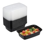 Relaxdays Meal Prep Container en Lot de 24, 1 Compartiment, Boite adaptée au Micro-Ondes, réutilisable, Plastique, Noir