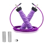DLST Advanced Speed Skipping Rope,Conditioning&Fat Loss,adult Fitness Training,Bearing Wire Rope,Foam Handle,Interval Training&Double Unders,Working hard for health (Color : Purple)