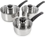 Morphy Richards 970003 Equip 3-Piece Pan Set, Stainless Steel Set of 