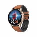 Montre Connectée Luxe Ecg Appels Bluetooth Suivi Santé Non-Invasif Marron Yonis