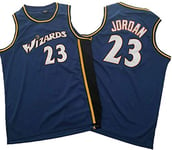 XIAOHAI Men's Jerseys Wizards #23 Michael Jordan Breathable Wear Resistant Embroidered Mesh Basketball Swingman Jerseys Sports T-Shirt,Blue,XXL