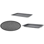 Salter Megastone Oven Pan Set, 3-Piece, Roasting Pan, Pizza Pan, Baking Tray, Strong & Durable Carbon Steel, Non-Stick & Easy-Clean, Oven Safe up to 220°C, Black/Silver