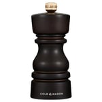 Cole & Mason H233016 London Chocolate Wood Pepper Mill, Precision+ Carbon Mechanism, Pepper Grinder with Adjustable Grind, Beech Wood, 130mm, Seasoning Mill, Lifetime Mechanism Guarantee