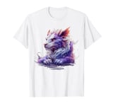 cute anime mythical purple dragon sitting down Asian art T-Shirt