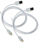 2X USB Type C Data Cable USB-C Charging Cable in White for TCL 40 SE