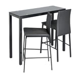 Argos Home Lido Glass Bar Table & 2 Black Chairs