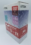 TDK 5 DVD-R 4.7GB 1-8X Scratch Proof Discs In DVD Cases (5 Pack) ~  BRAND NEW