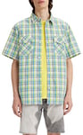 Levi's Men's Ss Relaxed Fit Western Shirt, George Plaid Macaw Green, XS