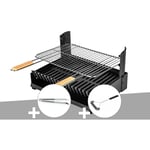 Somagic - Barbecue charbon - Grilloir à poser + Pince en inox + Brosse En t