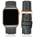 SUNFWR Leather Bands for Apple Watch Strap 41mm 40mm 38mm,Men Women Replacement Genuine Leather Strap for iWatch SE Series 7 6 5 4 3 2 1 Sport,Edition(38mm 40mm 41mm, Space gray&Rosegold)
