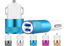 Shot Case - Double Adaptateur Prise Allume Cigare USB pour Vivo Xplay 5 Elite Smartphone 2 Ports Voiture Chargeur Universel Couleurs (Couleur Bleu)