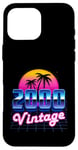 Vintage 2000 Anniversaire 25 ans 80's Rétro Palmier Coucher de Soleil Coque pour iPhone 16 Pro Max