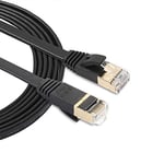 1.8m CAT7 10 Gigabit Ethernet Ultra Flat Patch Cable for Modem Router LAN Network - Built with Shielded RJ45 Connectors (Black) NCCZ (Color : Black)