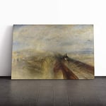 Big Box Art Canvas Print Wall Art Joseph Mallord William Turner Rain, Steam and Speed | Mounted & Stretched Box Frame Picture | Home Decor for Kitchen, Living Room, Bedroom, Multi-Colour, 24x16 Inch