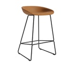HAY - About a Stool AAS39 Low - Black Base - Cat.6 - Sense Cognac - Barstolar - Hee Welling - Metall/Plast