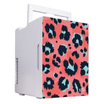 Kuhla Mini Fridge Pink Leopard Design 8 Litre/10 Can Mini Portable Cooler & Warmer for Drinks K8CLR1001-1031, Cosmetics/Makeup/Skincare, AC/DC Power, Retro Style, White,For Bedroom,Home,Caravan,Car