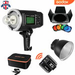 UK Godox AD600BM 2.4G Outdoor Studio Flash+X1t trigger+Barn door+Carry Case Kit