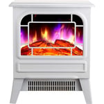 JHSHENGSHI Electric Fireplace Heating Realistic Dancing Flame Effect - Overheating Protection - Easy To Assemble 2000W White