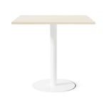 Cafébord Kvadrat - Runt pelarstativ, Storlek 80x80 cm, Bordsskiva Björk, Stativ Vit
