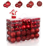 Julgranskulor, paket med 100 julgranskulor Röda julgranskulor Glänsande julgranskulor i plast hängande grannlåt [80]