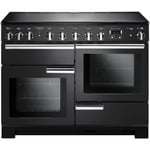 Rangemaster Professional Deluxe 110cm Electric Induction Range Cooker - Black and Chrome