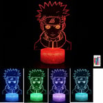 BLEOSAN Veilleuse Lampe de nuit 3D Naruto chevet led télécommande Touche 16 Couleurs Changeantes Prise usb
