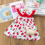HINK Baby Dressing Gown,Toddler Kids Baby Girls Casual Strawberry Print Dress Princess Bag Set Outfits 12-18 Months Red Girls Dress & Skirt For Baby Valentine'S Day Easter Gift