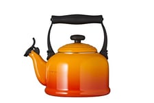 Le Creuset Traditional Stove-Top Kettle with Whistle, Suitable for All Hob Types Including Induction, Enamelled Steel, Capacity: 2.1 L, Volcanic, 92000800090000