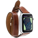 VENTA® Bracelet fin en cuir Twist pour Apple Watch 1/2/3/4/5 Bracelet de rechange en cuir véritable (38-40 mm/marron/DT-VA16-RST2EF) + adaptateur argenté