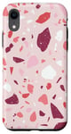 Coque pour iPhone XR Motif Terrazzo en rose, corail, bordeaux et blanc