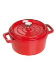 La Cocotte - Round Cast Iron Home Kitchen Pots & Pans Casserole Dishes Red STAUB