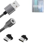 Magnetic charging cable for Oppo Reno10 Pro+ Global with USB type C and Micro-US