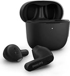 Philips Wireless Earbuds, Adults In Ear without Ear Tips, Super Slim Charging Case, Splash Sweat Resistant, Bluetooth,18 Hours Play Time, Built In Mic, Slim Design, Comfortable Fit, Black TAT2236BK/00