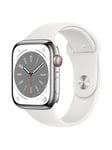 Watch Series 8 GPS + Cellular 45mm Silver Stainless Steel Case with White Sport Band