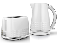 Tower Solitaire White 1.5L 3KW Jug Kettle & 2 Slice Toaster Matching Set